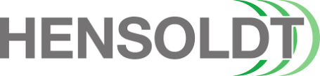 Logo von HENSOLDT, modern und in Grau mit grünen Wellenlinien.